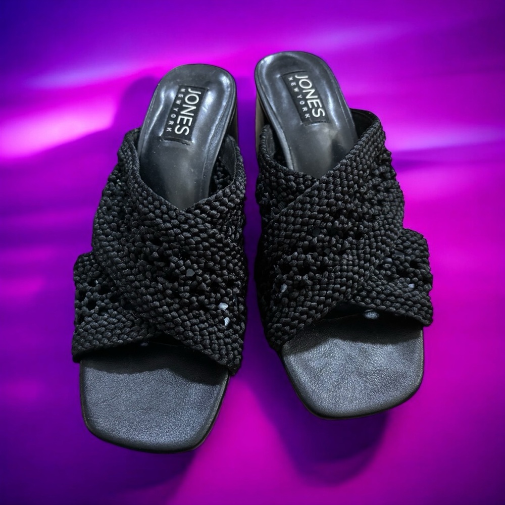 Jones New York Fillup Black Mules Breathable Slip-On Size 6.5